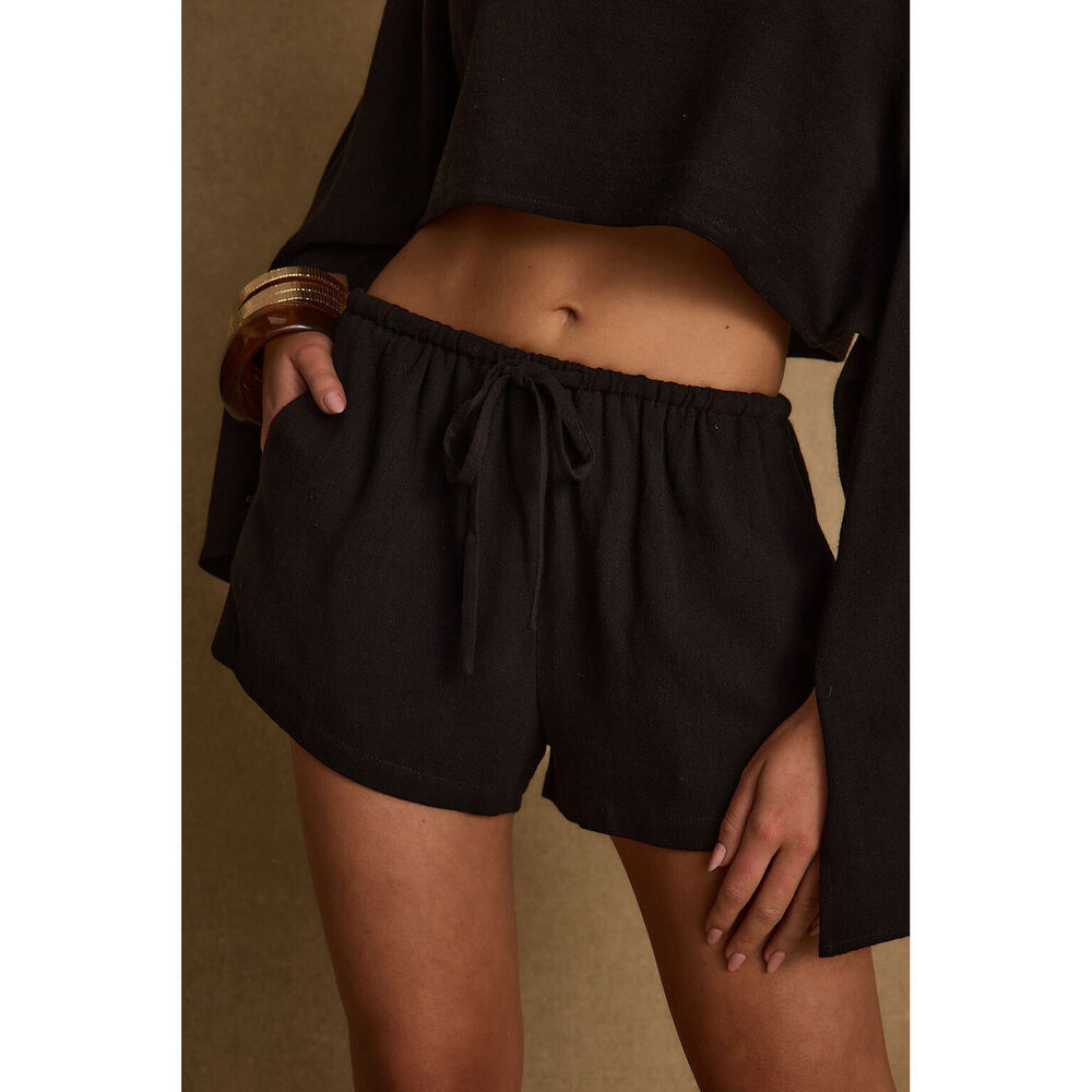 12th Tribe Clear Breeze Black Linen Shorts Size SS